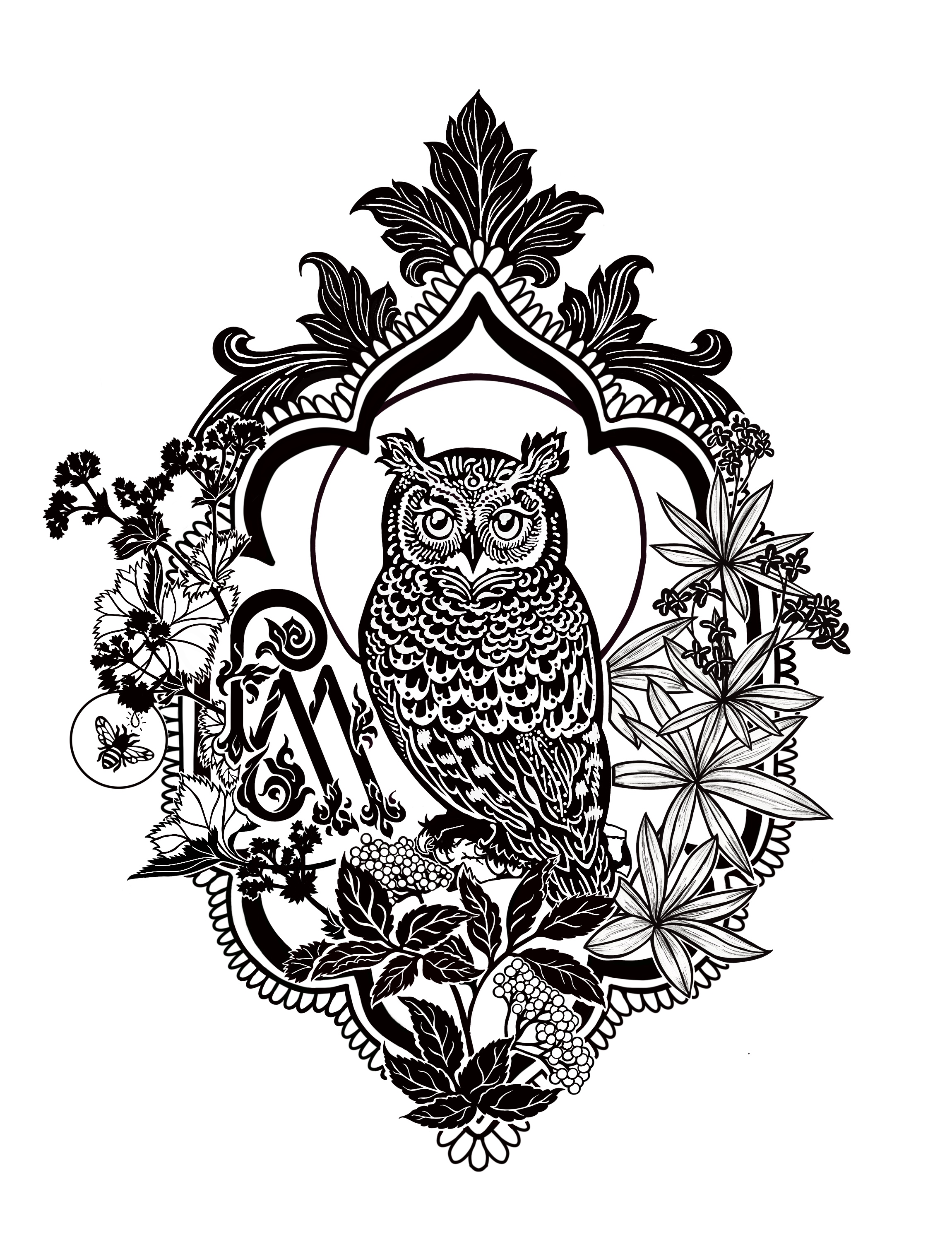 Ex-libris de Fanny — La chouette aux plantes médicinales
