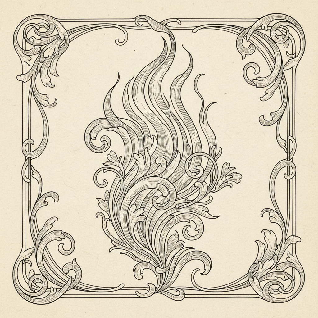 Feu — gravure fine Art Nouveau