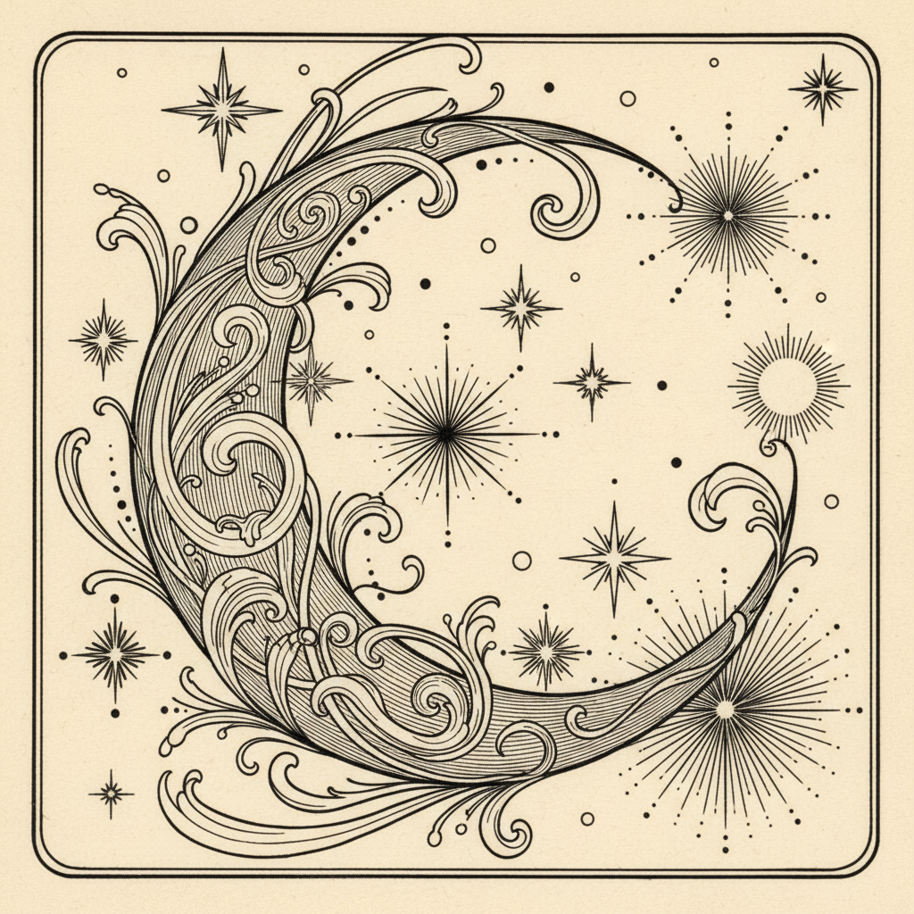 Lune — gravure fine Art Nouveau