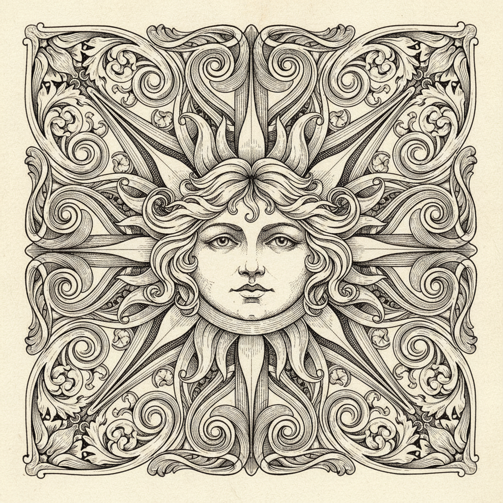 Soleil — gravure fine Art Nouveau