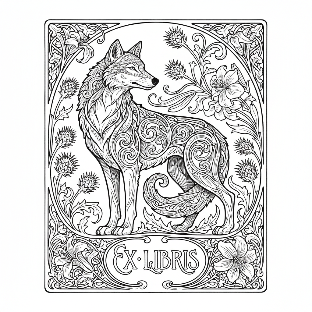 Loup — gravure fine Art Nouveau