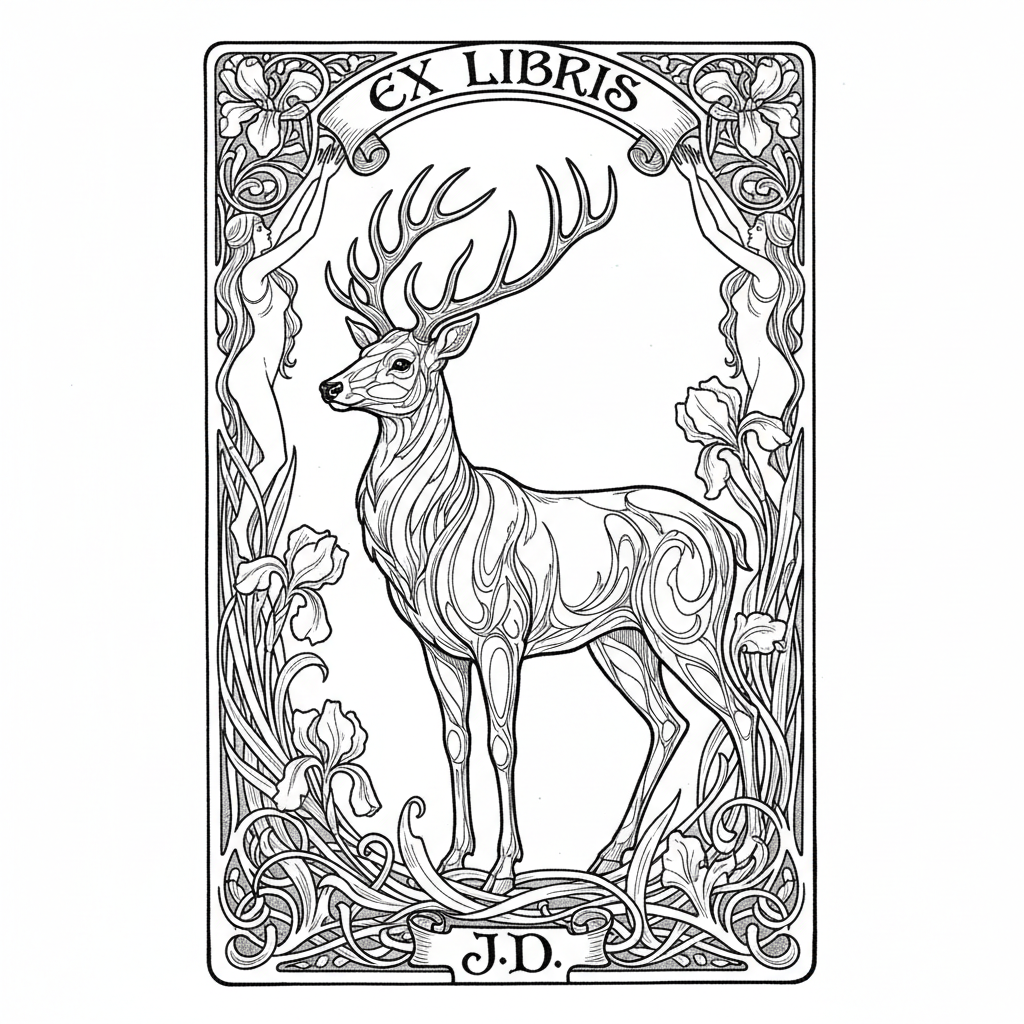 Cerf — gravure fine Art Nouveau