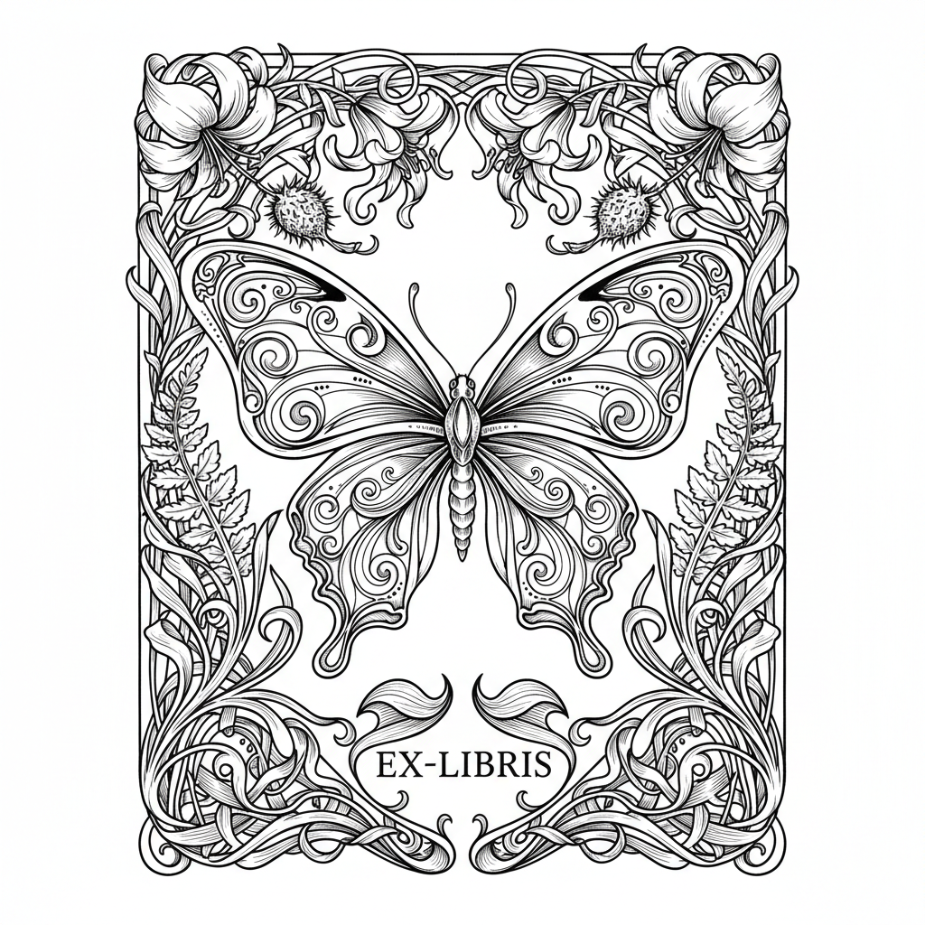 Papillon — gravure fine Art Nouveau