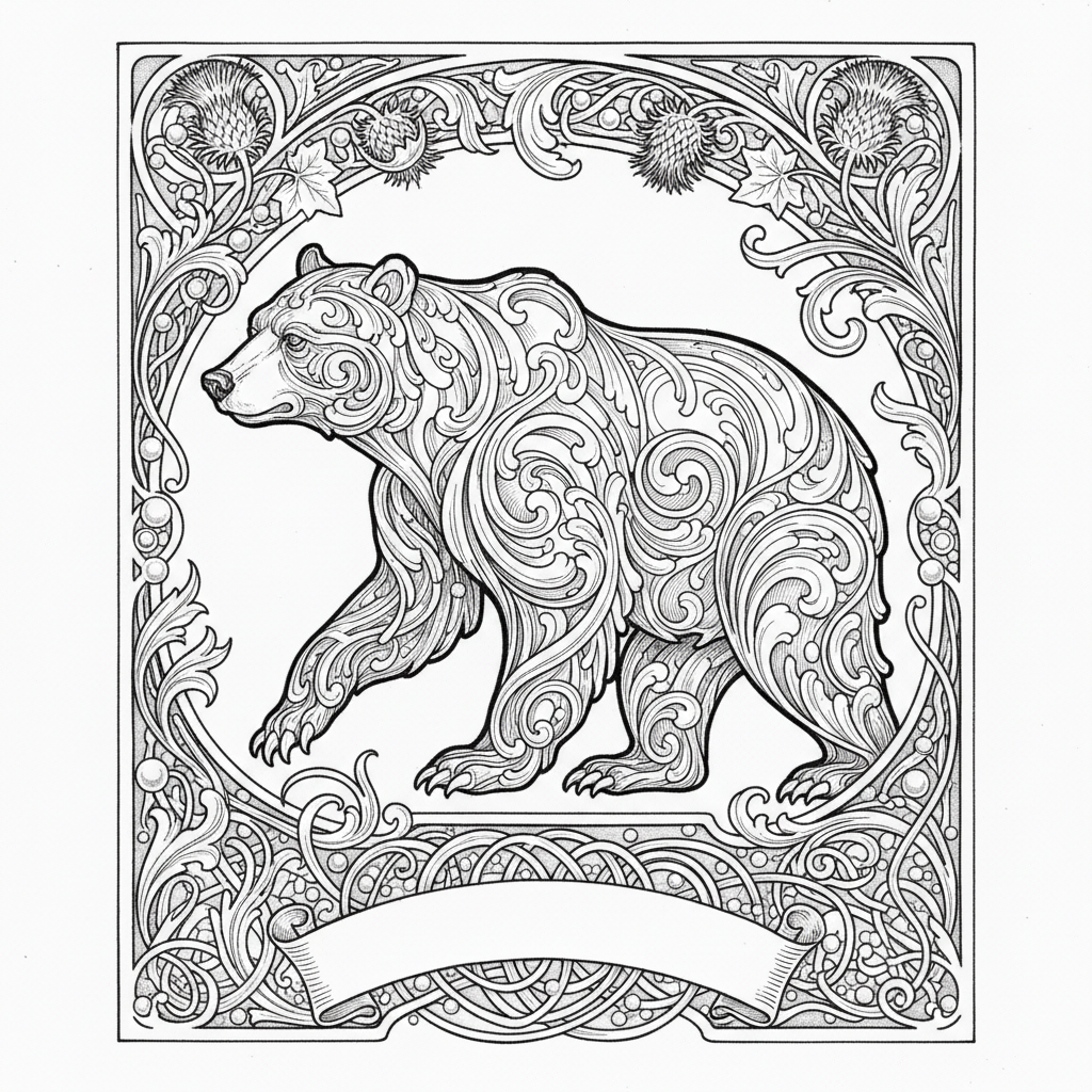 Ours — gravure fine Art Nouveau