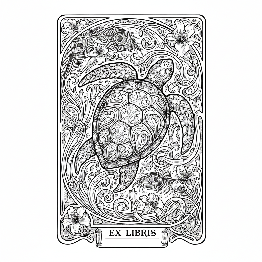 Tortue — gravure fine Art Nouveau
