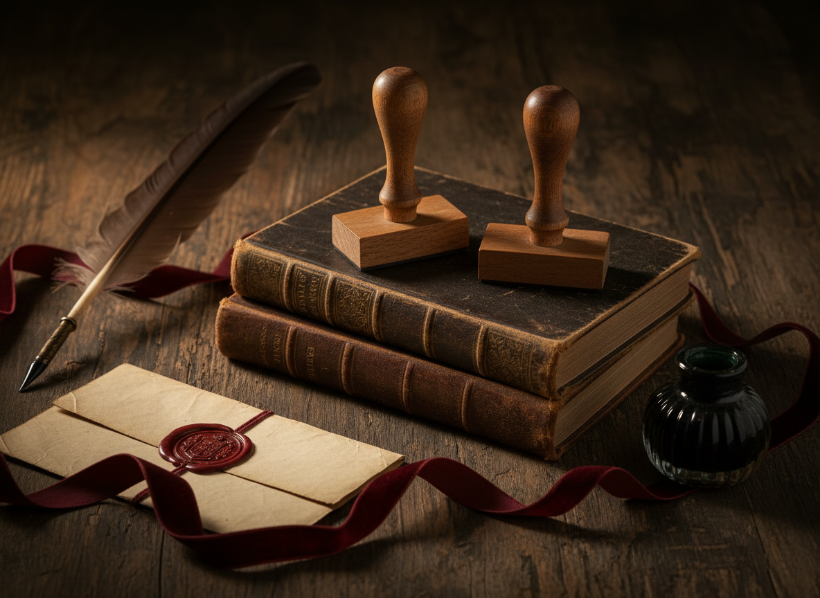 Deux tampons avec livres anciens — Maison Beaux Tampons