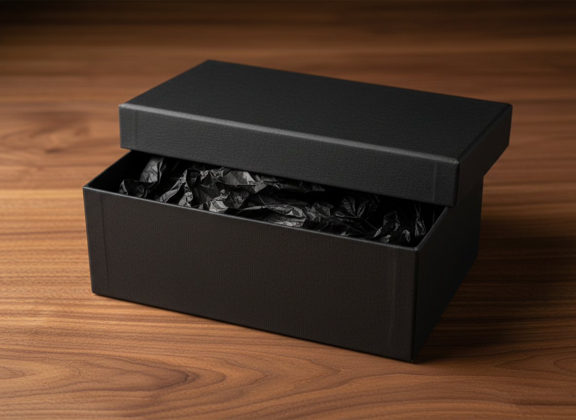 Coffret noir grainé pour rangement ex libris Maison Beaux Tampons